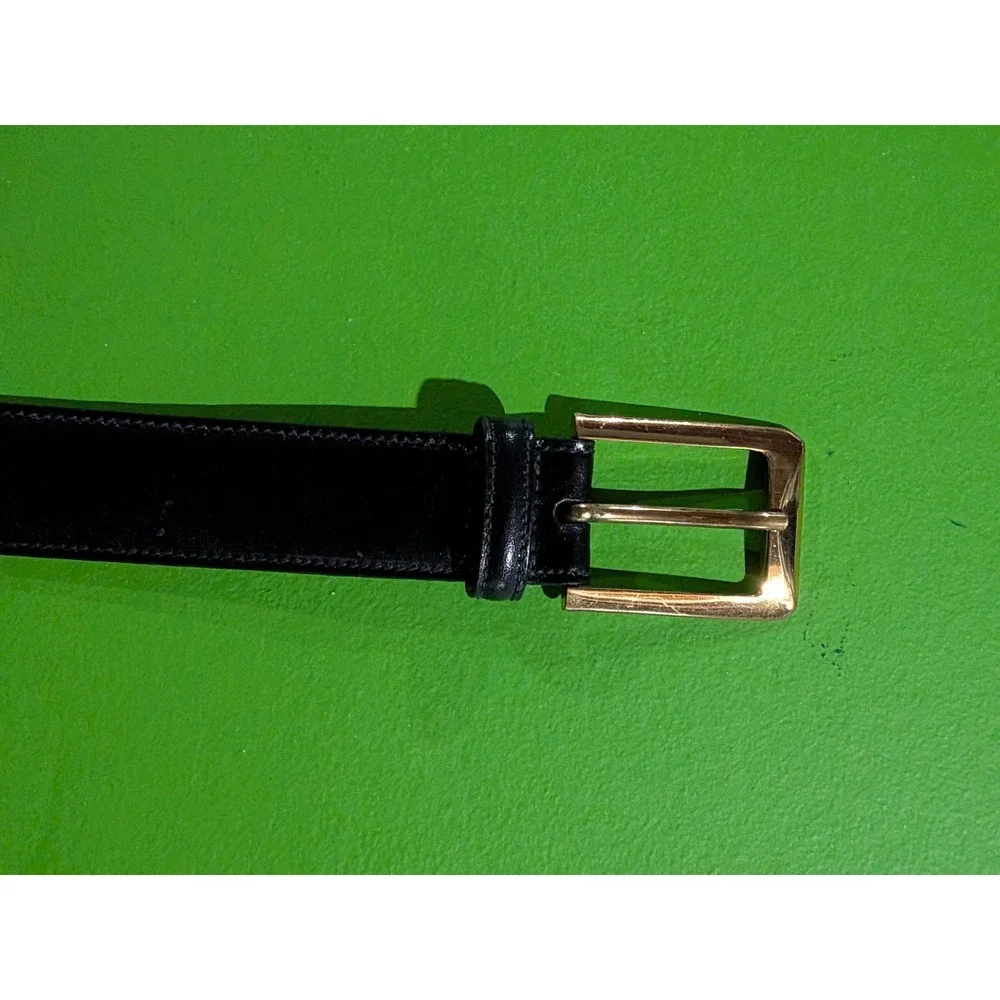 Luca DiMarco Belt Mens Black Leather Belt Brass Buckle‎ Size 34